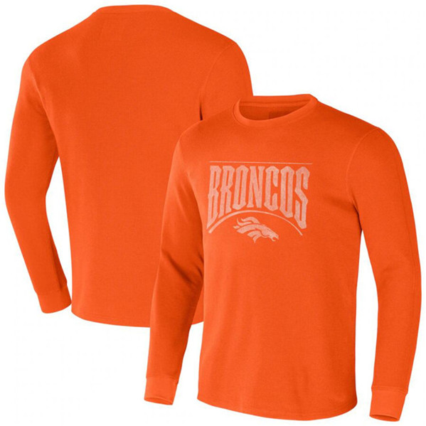 Men's Denver Broncos X Darius Rucker Collection Orange Long Sleeve Thermal T-Shirt - Click Image to Close